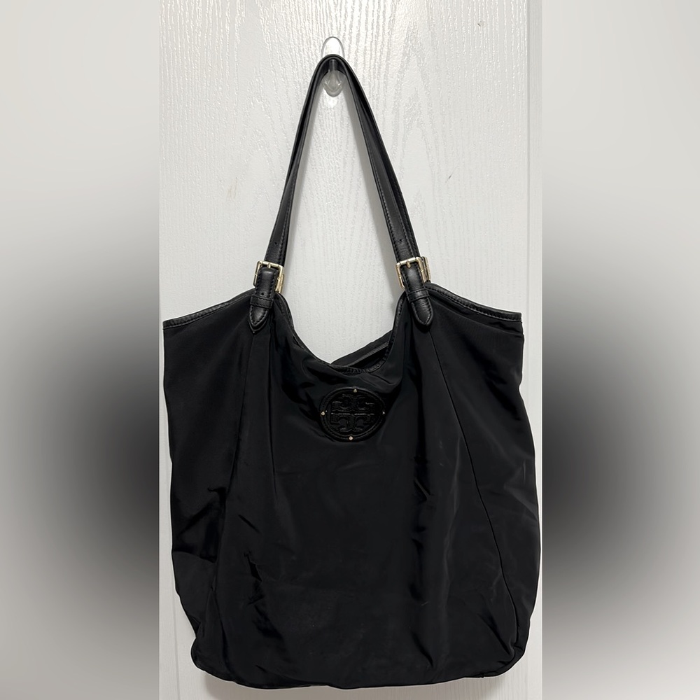 Tory Burch, black, nylon shoulder bag or tote with adjustable straps